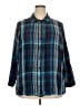 Lane Bryant 100% Rayon Plaid Blue Teal 3/4 Sleeve Button-Down Shirt Size 22 - 24 Plus - photo 1