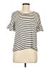 Max Studio Stripes Ivory Short Sleeve T-Shirt Size M - photo 1