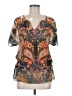One World 100% Polyester Blue Short Sleeve Blouse Size M - photo 1