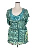 One World 100% Rayon Teal Short Sleeve Blouse Size 2X - photo 1