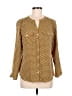 NY Collection Polka Dots Gold 3/4 Sleeve Blouse Size M - photo 1