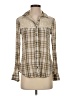 Free People Plaid Tan Long Sleeve Button-Down Shirt Size S - photo 1