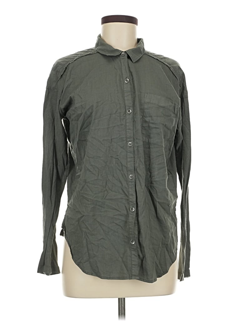 Pre-owned Splendid Long Sleeve Button Down Shirt In Gray