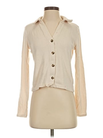 Madewell Brushed Rib Polo Crop Cardigan (view 1)