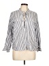 Madewell Stripes Silver 3/4 Sleeve Button-Down Shirt Size L - photo 1