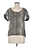 Lucca Couture 100% Polyester Metallic Silver Short Sleeve Blouse Size M - photo 1