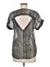 Lucca Couture 100% Polyester Metallic Silver Short Sleeve Blouse Size M - photo 2