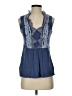 Deletta 100% Cotton Blue Sleeveless Blouse Size S - photo 1