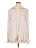 Blu Pepper 100% Rayon Stripes Ivory Long Sleeve Blouse Size L - photo 1