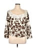 Boston Proper 100% Rayon Brown 3/4 Sleeve Blouse Size L - photo 1