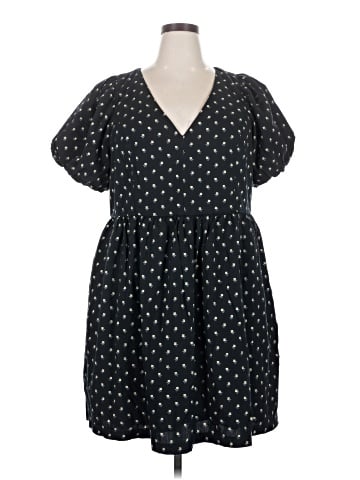 Madewell Plus V-Neck Puff-Sleeve Mini Dress in Floral Ikat (view 1)