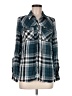 My Michelle Plaid Teal Long Sleeve Button-Down Shirt Size M - photo 1