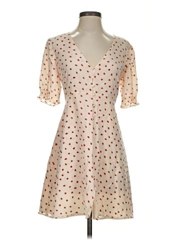 Madewell Silk Clover Button-Front Dress in Fresh Strawberries (view 1)