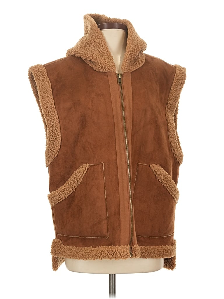 Pre-owned Free People Vest In Brown