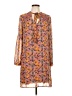 Signature Studio 100% Polyester Print Orange Casual Dress Size L - photo 1