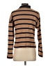 Ann Taylor 100% Cotton Stripes Brown Turtleneck Sweater Size S - photo 2