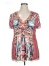 One World Red Short Sleeve Blouse Size 1X - photo 1