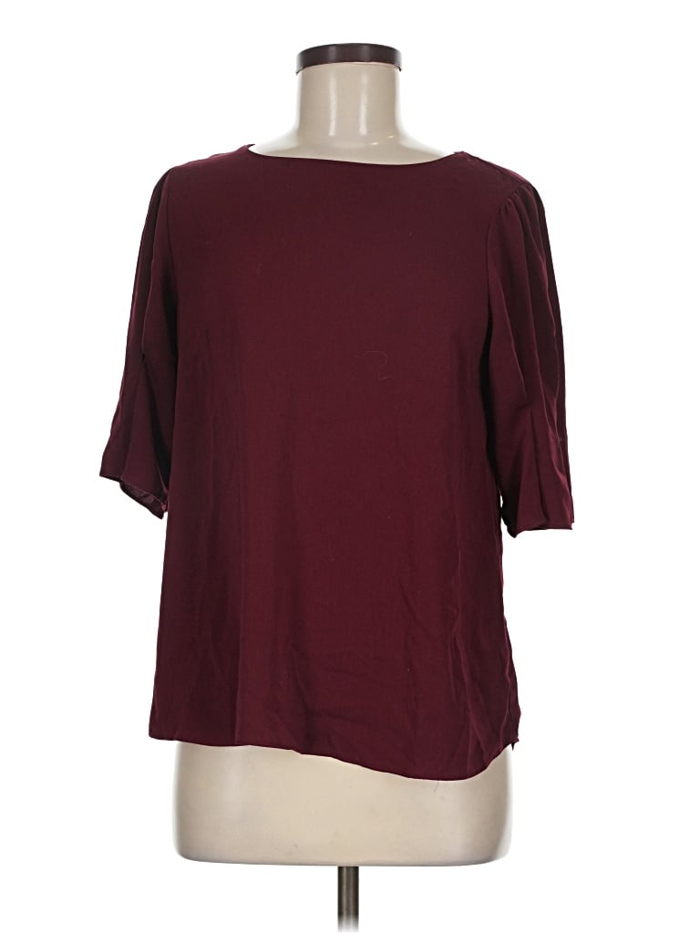 Pre-owned Naked Zebra 3/4 Sleeve Top Burgundy Boatneck Tops