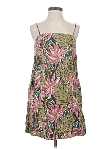 Madewell 100% Linen Goldie Mini Dress in Brushstroke Monstera (view 1)
