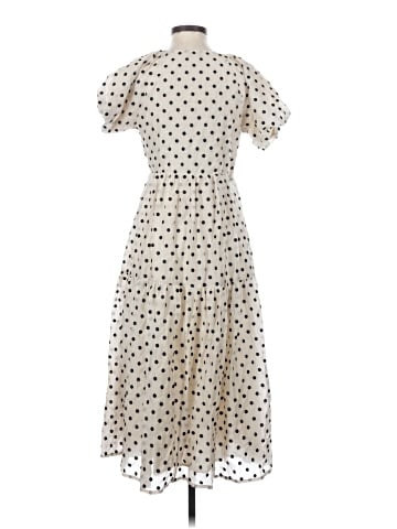 Madewell Tiered Puff-Sleeve Midi Wrap Dress in Dot (view 2)