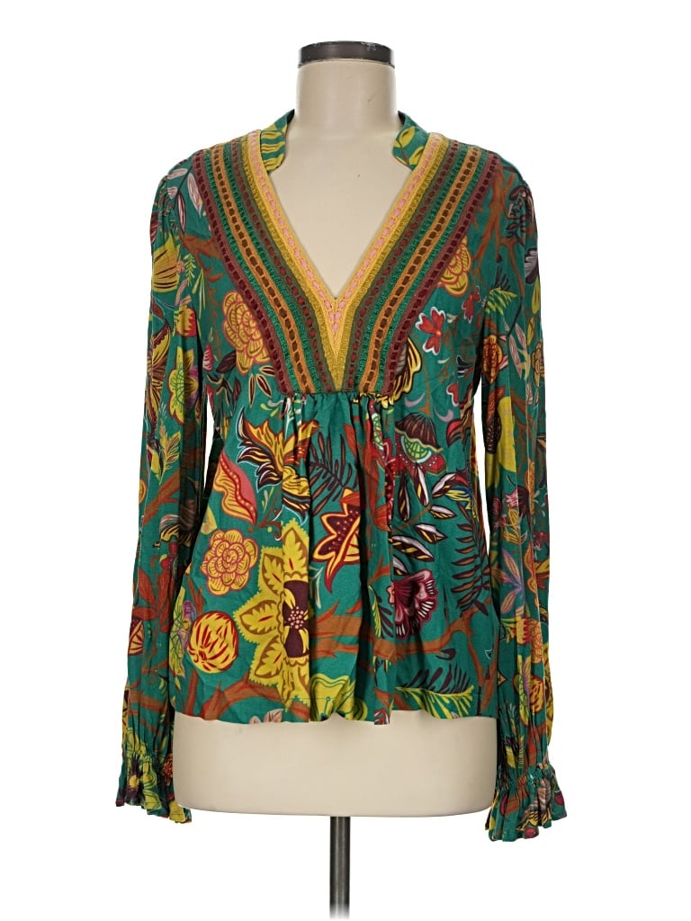 Pre-owned Blank London Long Sleeve Blouse In Green