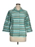 Austin Reed 100% Silk Stripes Teal 3/4 Sleeve Silk Top Size 14 - photo 1