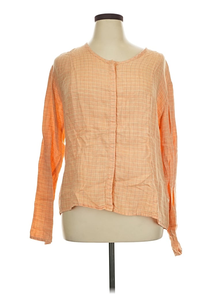 Flax Long Sleeve Blouse In Orange
