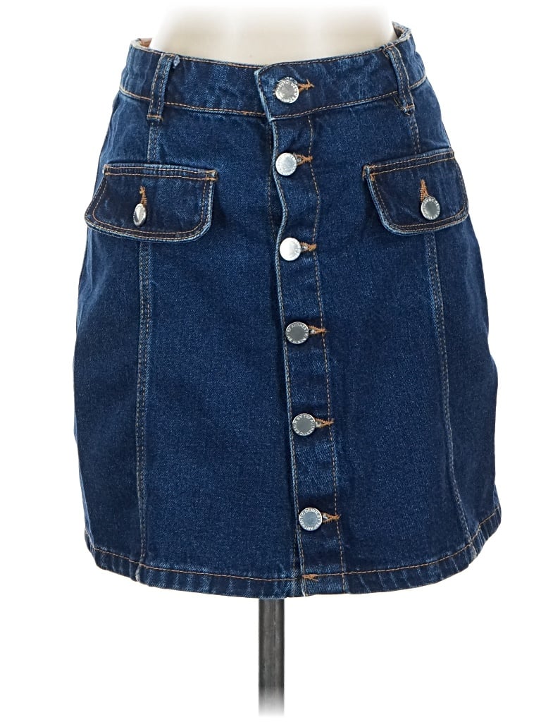 Pre-owned Zara Trf Denim Skirt In Blue
