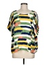Maeve 100% Viscose Graphic Multi Color Green Short Sleeve Blouse Size M - photo 1