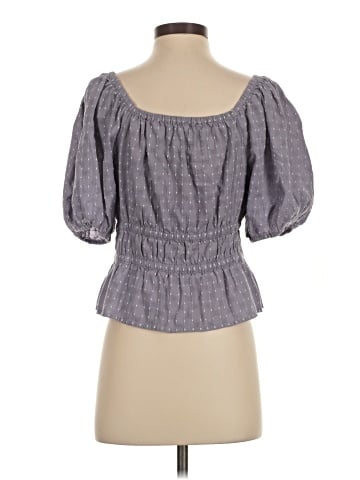 Madewell Smocked-Waist Crop Top in Textured Dot (view 2)