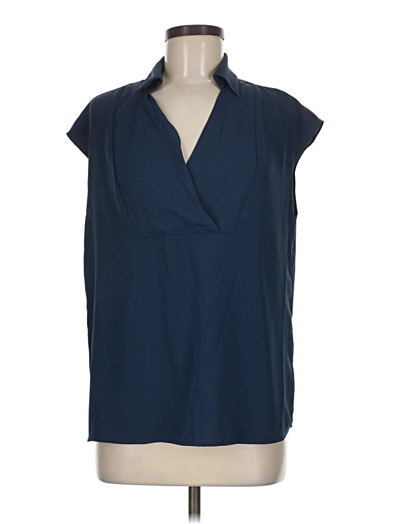 Pre-owned 41hawthorn Short Sleeve Blouse In Blue