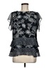 CAbi 100% Polyester Print Black Short Sleeve Blouse Size M - photo 1