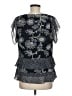 CAbi 100% Polyester Print Black Short Sleeve Blouse Size M - photo 2