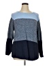 Karen Scott 100% Cotton Color Block Blue Pullover Sweater Size XL - photo 1