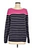 Lands' End 100% Cashmere Stripes Pink Cashmere Pullover Sweater Size M - photo 1
