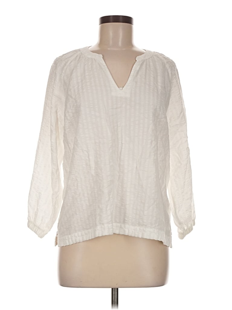 Pre-owned L.l.bean Long Sleeve Blouse In Ivory