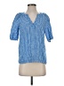 Boden 100% Linen Checkered-gingham Blue Short Sleeve Blouse Size 2 - photo 1