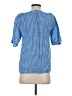 Boden 100% Linen Checkered-gingham Blue Short Sleeve Blouse Size 2 - photo 2