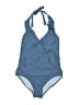 Cupshe Solid Blue One Piece Swimsuit Size L - photo 1