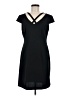 Connected Apparel Solid Black Casual Dress Size 8 (petite) - photo 1
