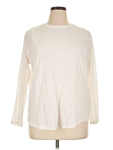 Madewell Plus Whisper Cotton Rib-Crewneck Long-Sleeve Tee in Mulford Stripe (view 1)