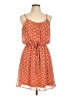 Francesca's 100% Polyester Print Orange Casual Dress Size L - photo 1