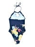 Unbranded Floral Blue One Piece Swimsuit Size M - photo 2