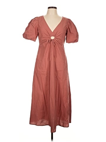 Madewell Poplin Cutout Puff-Sleeve Midi Dress (view 1)
