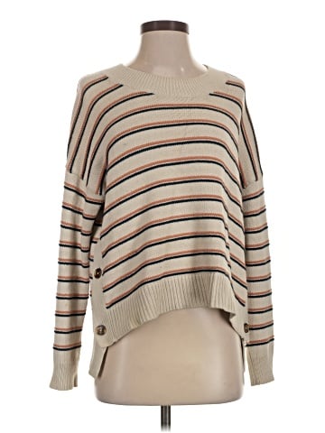 Madewell Brownstone Side-Button Sweater in Stripe (view 1)