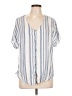 Caffé Marrakesh 100% Rayon Stripes Blue Short Sleeve Blouse Size L - photo 1