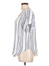 Caffé Marrakesh 100% Rayon Stripes Blue Short Sleeve Blouse Size L - photo 5