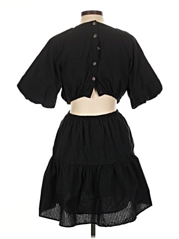 Madewell Seersucker Puff-Sleeve Cutout Mini Dress (view 2)