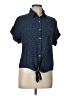 Love Notes 100% Rayon Polka Dots Blue Short Sleeve Blouse Size L - photo 1