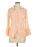 Bella Dahl 100% Rayon Checkered-gingham Orange 3/4 Sleeve Button-Down Shirt Size M - photo 1